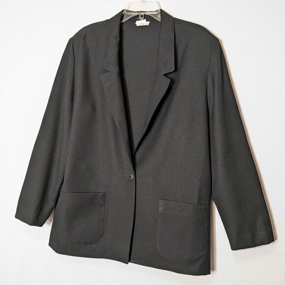 DONNKENNY Vintage Black Blazer; Long Sleeves; One Button; Pockets; Size 18 - Picture 2 of 5